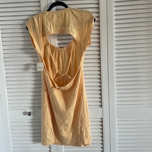 Free People Vivi Open Back Stretch Cotton Dress in‎ Peach Sunrise - NWT - Picture 3 of 3